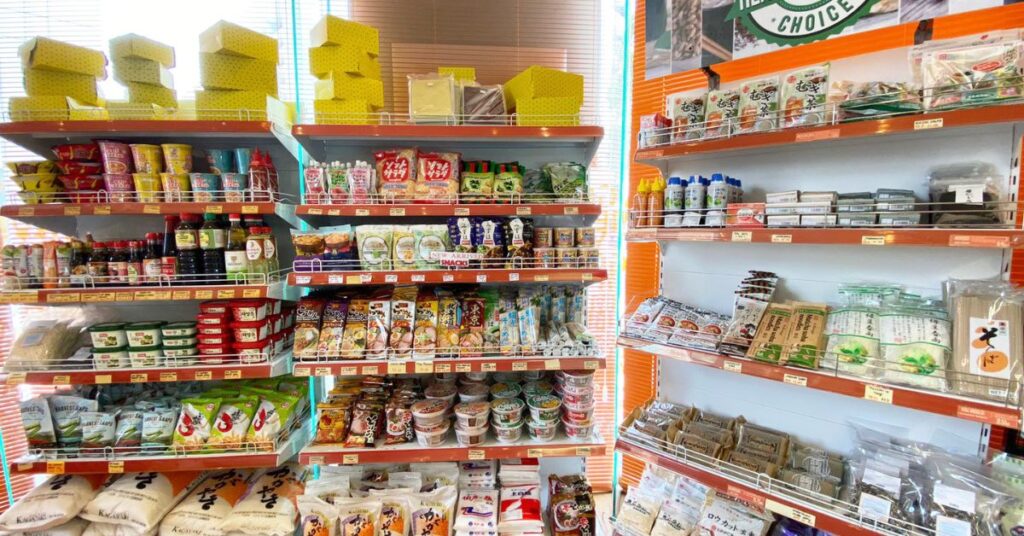 Shirataki noodle selection at a Japanese grocery store in the US