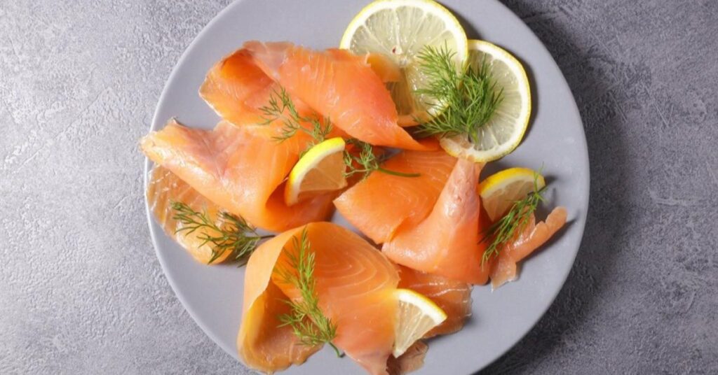 Thinly sliced salmon